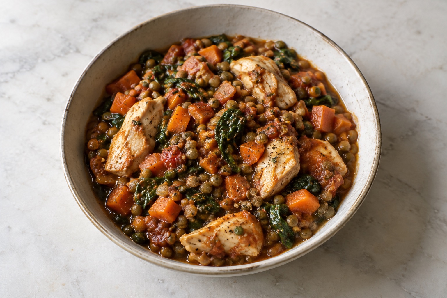 Chicken with lentils and carrots