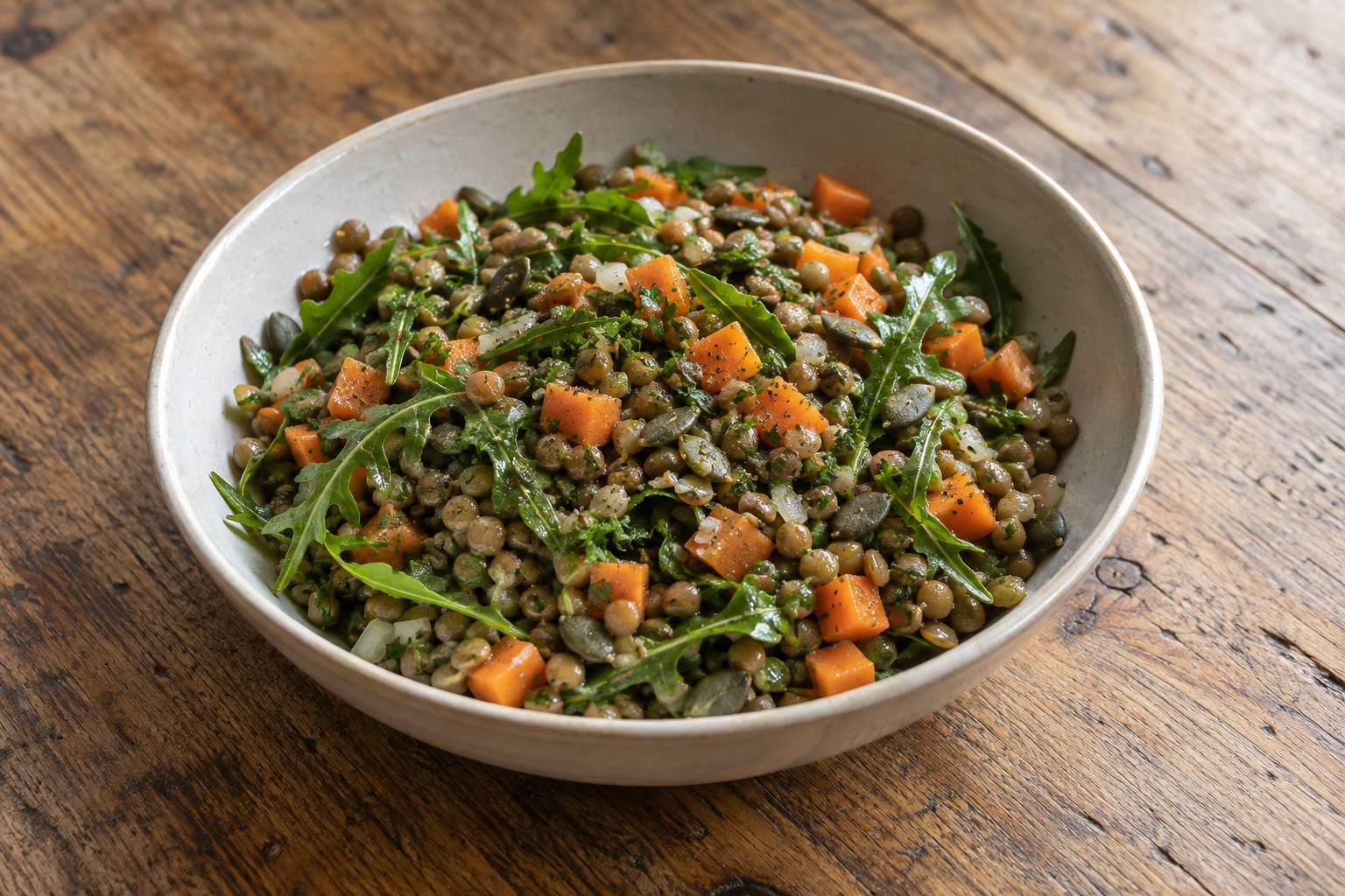Lentil, carrot and seed salad