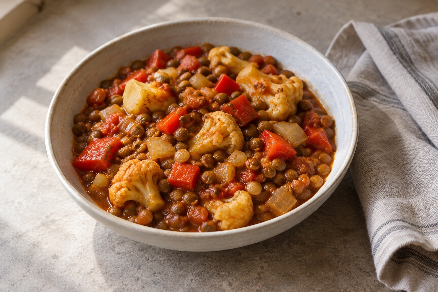 Lentil and cauliflower curry