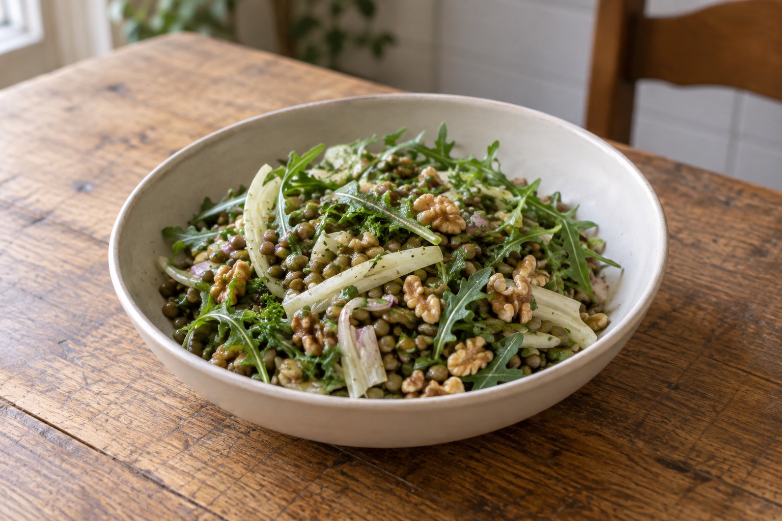 Lentil, fennel and walnut salad