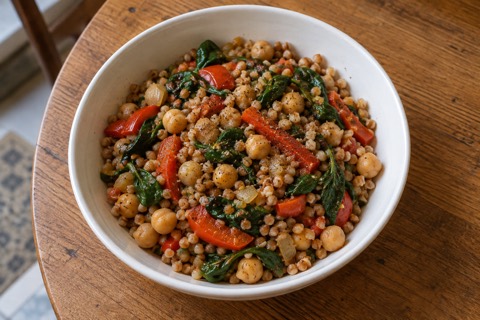 Buckwheat with chickpeas and peppers
