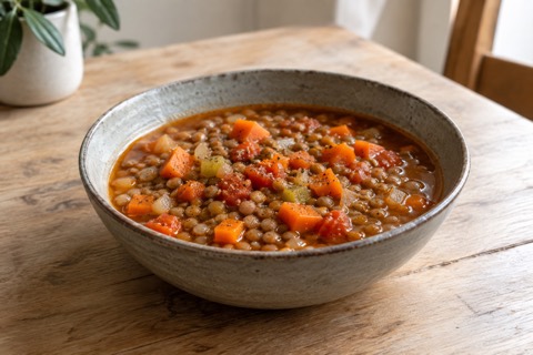 Lentil, carrot and cumin soup
