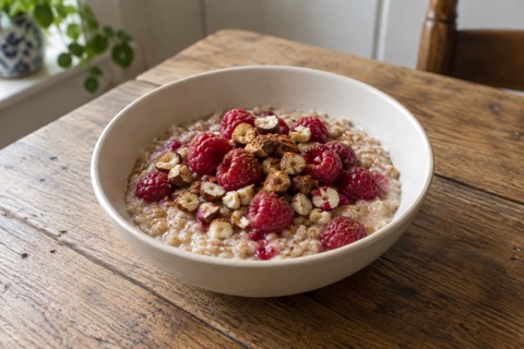 Raspberry and hazelnut oats