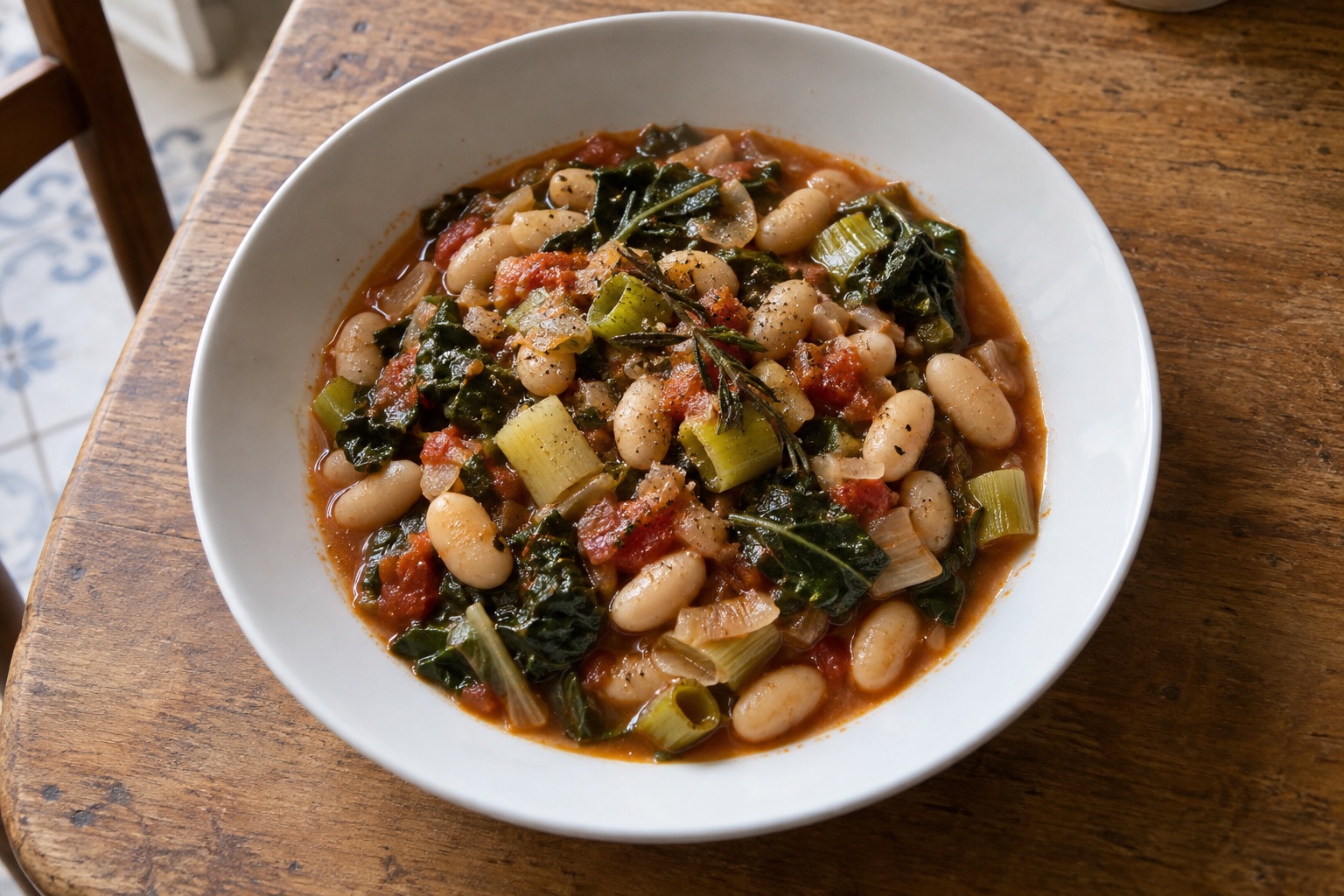White bean, leek and chard stew