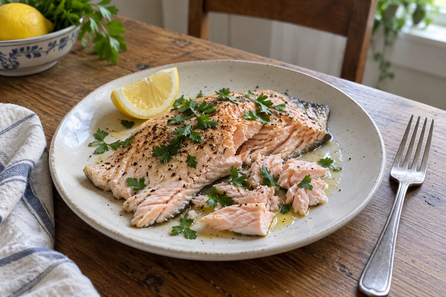 Cooked Fish with Olive Oil and Lemon